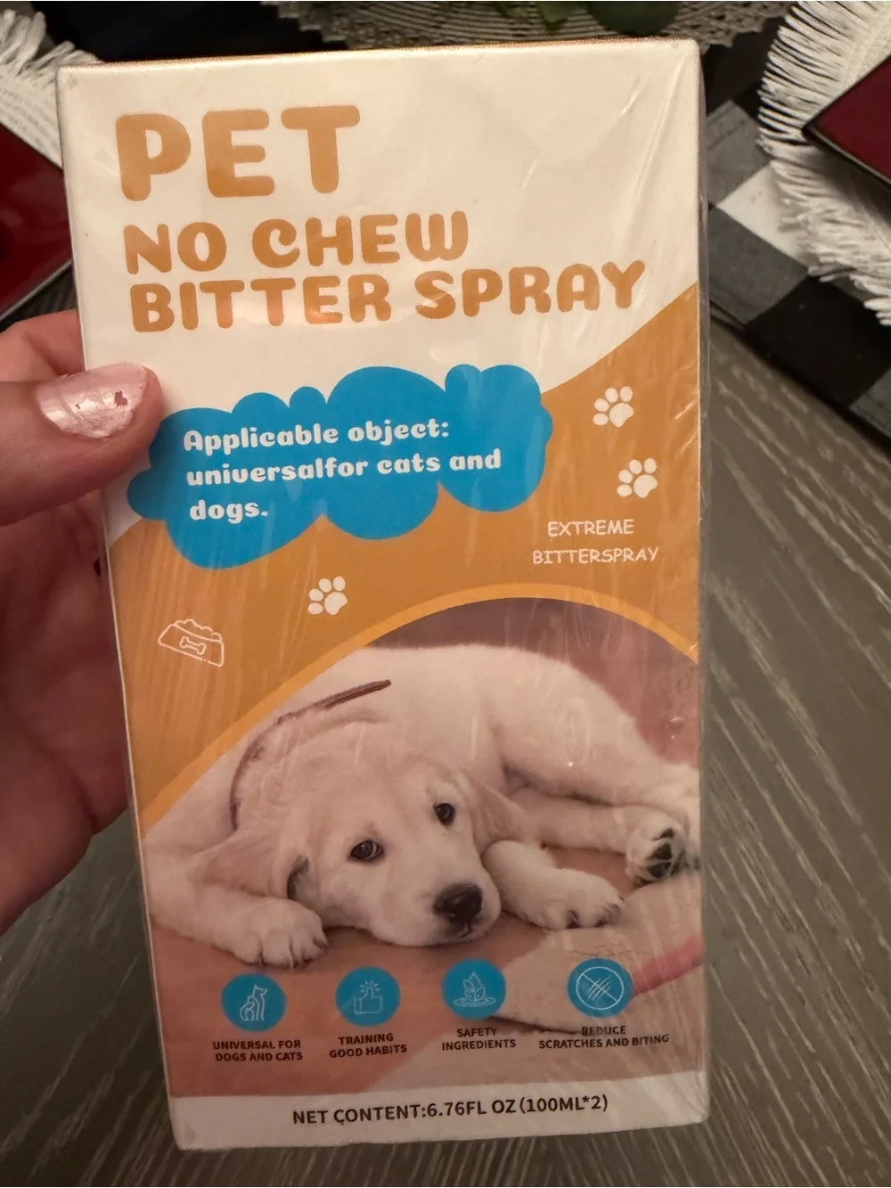 Pet No Chew Bitter Spray - White, Blue, Gold
